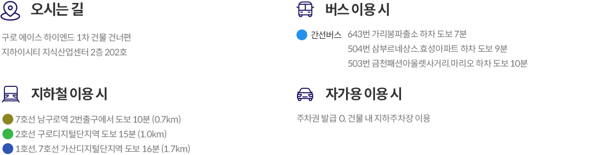 버스,자가용 이용시