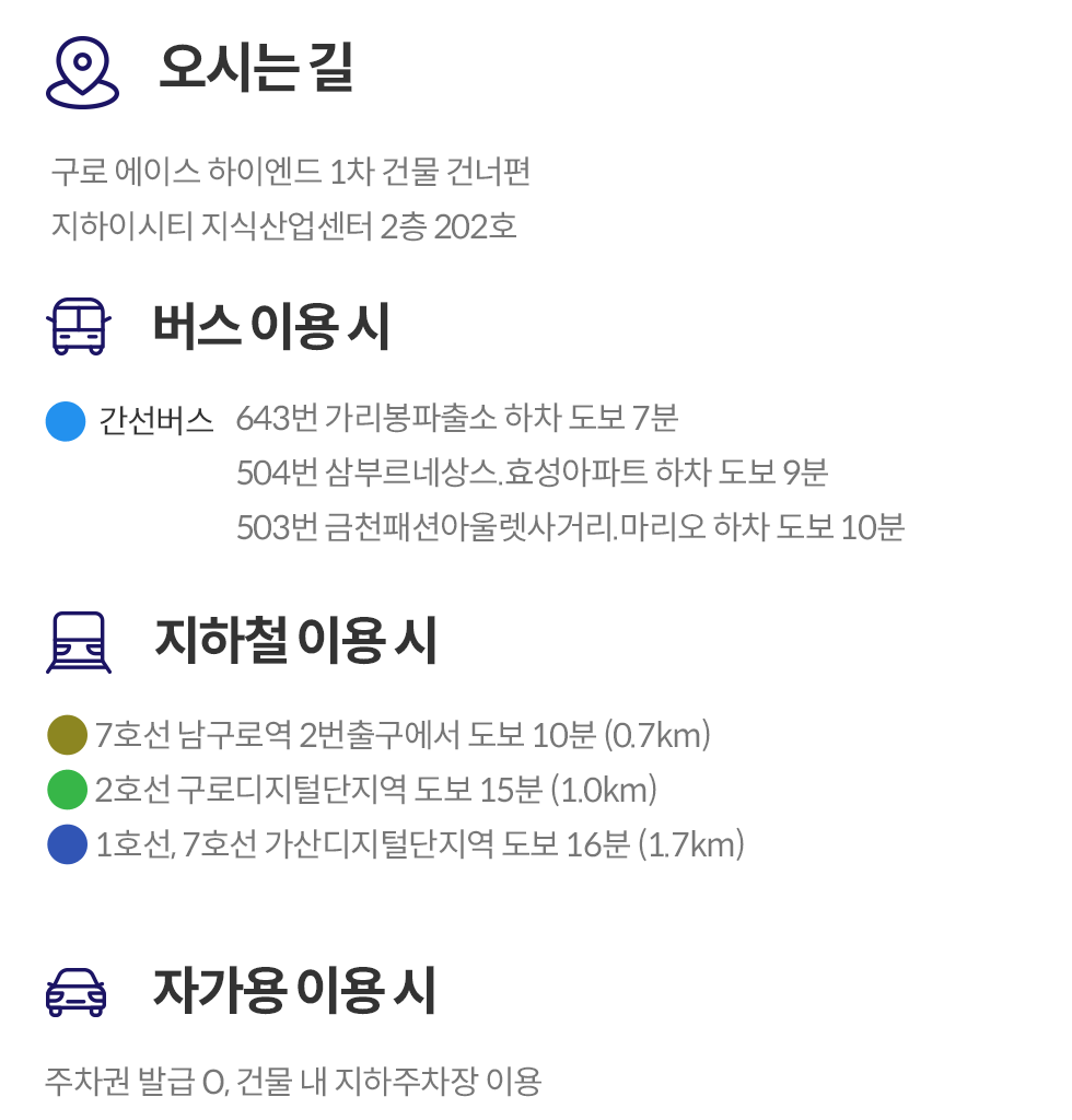 버스,자가용 이용시